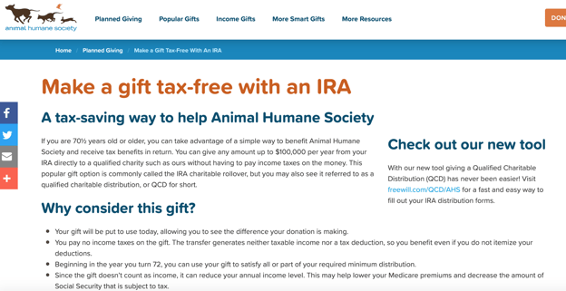 animal humane society ira gift page