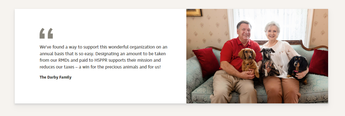 Example of a donor testimonial on a Planned Giving Website